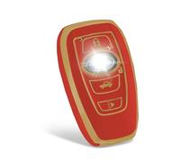WORCAS for Subaru 3/4 Buttonsn Key Fob Cover,TPU Smart Key Fob Case Compatible with Subaru Forester CrossTrek Outback Ascent Legacy Impreza WRX BRZ STI(Gold-Red)