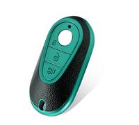 WORCAS Leather 4/3 Buttons Key Fob Cover Case Compatible with Mercedes(New) Benz S-Class G-Class E-Class 2020-2023 keyless Entry Remote Control Smart Key(Green)