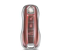 WORCAS Soft TPU Car Key Shell Case Protector Compatible with Porsche 911 Cayenne Panamera TAYCAN 2/3/4 Button Keyless Entry Remote Control Accessories(Red-Matte)