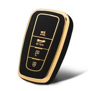 WORCAS Soft TPU Key Fob Cover Case Compatible with Toyota 2018-2022 Camry RAV4 Highlander Avalon C-HR Prius Corolla GT86 Smart Key -2 3 4 Button(Black)