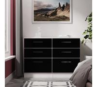 Worcester Large Chest of Drawers Black & White 6 Drawers 110cm