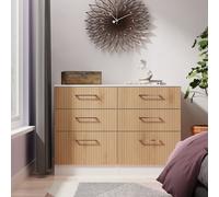 Worcester Large Chest of Drawers White & Light Oak 6 Drawers 110cm