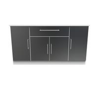 Worcester Large Sideboard Black & White 4 Doors 2 Shelves 1 Drawer 144cm