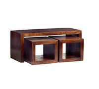 Worcester Poko Dark Mango Cubed John Long Coffee Table Set