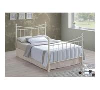 Worcester Polished Black Nickel Metal Bed Frame Featuring Crystal Effect Finials - Double 4ft 6" - Cream - 2100 - Metal