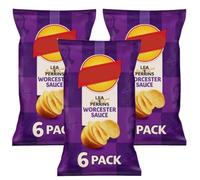 Worcester Sauce Flavour Potato Crisps, 6 Pack, 25g Each, No Artificial Colours, No Added MSG, Suitable for Vegetarians, Pack Of 3