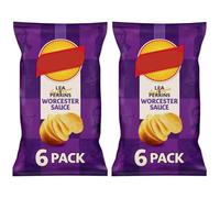 Worcester Sauce Flavour Potato Crisps, 6 Pack, 25g Each, No Artificial Colours, No Added MSG, Suitable for Vegetarians, Pack Of 2