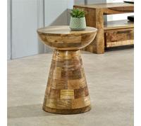Worcester Solid Wood Round Side Table Mushroom Style