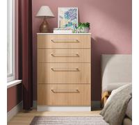 Worcester Tall Chest of Drawers White & Light Oak 4 Drawers 74cm