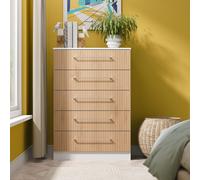 Worcester Tall Chest of Drawers White & Light Oak 5 Drawers 74cm