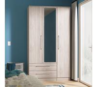 Worcester Tall Mirror Wardrobe Light Grey 2 Drawers 111cm