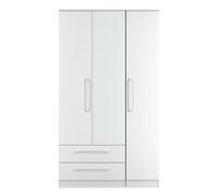 Worcester Tall Mirror Wardrobe White 2 Drawers 111cm