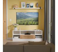 Worcester TV Unit White & Light Oak 5 Shelves 1 Drawer 39cm