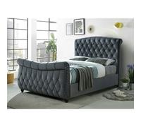 Worcester Upholstered Ottoman Velvet Dark Grey Bed - Double 4ft 6" (149cm) - Grey - 2330 - Fabric