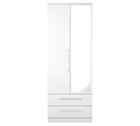Worcester White 2 Door Tall Combi Wardrobe - 1 Mirror