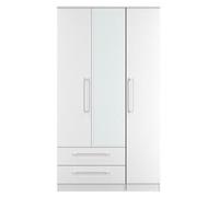 Worcester White 3 Door Tall Combi Wardrobe - LHF 2 Drawers