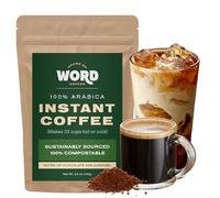 Word Arabica Instant Coffee Medium Roast Hot or Iced Coffee Responsibly Sourced Compostable Packaging 100 Servings (300g)