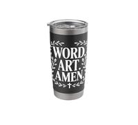 Word Art Amen Christian Bible Journaling Design Stainless Steel Insulated Tumbler