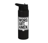 Word Art Amen Christian Bible Journaling Design Stainless Steel Insulated Water Bottle