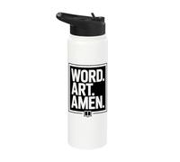 Word Art Amen Religious Scripture Graphic Bible Journaling Stainless Steel Insulated Water Bottle