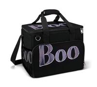 Word Boo on A Black Creepy Gothic Camping Cooler Bags Insulated Beach Cooler Portable Leak Proof Camping Cooler with Shoulder Strap