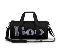Word Boo on A Black Creepy Gothic Travel Gym Bag for Women Men Cylindrical Duffle Bag Sport Workout Bag with Shoulder Strap
