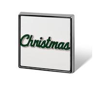 Word Christmas in Dark Forest Green Cursive Unisex Brooches & Pins Square Lightweight Lapel Badge Jewelry for Clothing Shawl Hat