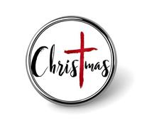 Word Christmas Red Painted Cross Minimalist Round Brooch for Men Women Fashion Badge Collar Pin Dress Jacket Backpack Accessories