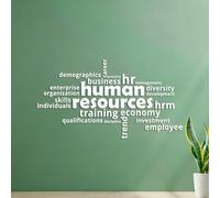 Word Cloud Human Resources Fine Carving Decals Art Decoration 54.6x99.8cm White