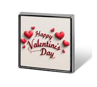 Word Happy Valentine's Day Red Hearts Unisex Brooches & Pins Square Lightweight Lapel Badge Jewelry for Clothing Shawl Hat