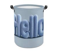 Word Hello in Pastel Blue Laundry Baskets Laundry Hamper Waterproof Foldable Storage Bin Dirty Clothes Laundry Basket for Living Room Bathroom
