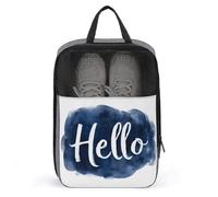 Word Hello on Navy Blue Cloud Shoe Bag for Travel Daily Use Anti-dust Storage Carrier Golf Shoe Pouch