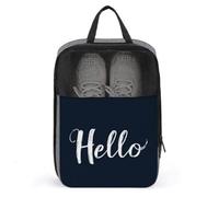 Word Hello on Navy Blue Shoe Bag for Travel Daily Use Anti-dust Storage Carrier Golf Shoe Pouch
