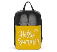 Word Hello Summer on Yellow Minimalistic Shoe Bag for Travel Daily Use Anti-dust Storage Carrier Golf Shoe Pouch