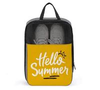 Word Hello Summer on Yellow Shoe Bag for Travel Daily Use Anti-dust Storage Carrier Golf Shoe Pouch
