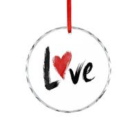 Word LOVE Red Heart Minimalist Crystal Glass Hanging Ornaments for Christmas Tree Decor