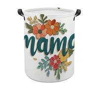 Word Mama in Embroidered with Flowers Laundry Baskets Laundry Hamper Waterproof Foldable Storage Bin Dirty Clothes Laundry Basket for Living Room Bathroom