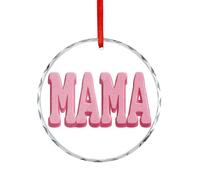 Word MAMA Sweet Pink Color Crystal Glass Hanging Ornaments for Christmas Tree Decor
