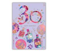 Word n wishes 30th Birthday Card for Her/Female Birthday Card, Patterned Numbers & Celebrations, Multi-Coloured, 22 x 15.8 cm
