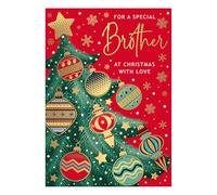 Word n wishes Brother Christmas Tree And Colourful Baubles Christmas Card, Multi Coloured, 22 x 15.8 cms