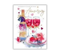Word n wishes Congratulations on Your Anniversary Card, Champagne Celebrations, Multi-Coloured 19.7 x 15.2 cms