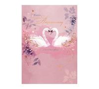 Word n wishes Congratulations on Your Anniversary Card, Swans and Foliage Design, Multi-Coloured 22 x 15.8 cms