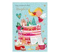 Word n wishes Daughter Cute Fairy And Christmas Cake Christmas Card, Multi Coloured, 22 x 15.8 cms