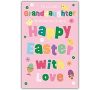 Word n wishes Easter Card Granddaughter, Coloured and Foiled Letters with Easter Icons, 21.7 x 14.4 cm, Multicoloured