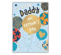 Word n wishes Father's Day Card Daddy, Colourful, Patterned and Foiled Balloons, 22 x 15.8 cms, Multicoloured