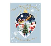 Word n wishes Grandson Hanging Bauble With Winter Scene Christmas Card, Multi Coloured, 19.7 x 14.9 cms
