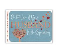 Word n wishes Sympathy Card, Loss of Husband Foiled Caption with Tree and Leaves Multi-Coloured, 20.3 x 13.9 cms