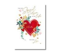 Word n wishes To a Special Person, Red Love Heart and Foliage Valentine Card, 23.5 x 16.5 cms, Multi-Coloured