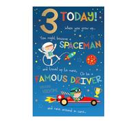 Word n wishes Traditional Age 3 Birthday Card for a Boy, Boys Birthday Card 3rd Birthday, Multi-Coloured 21.7 x 14.4 cms