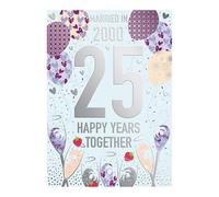 Word n wishes Traditional Ruby Anniversary Card, Fun Facts From the Year you got Married, 25 Years Married, Multi-Coloured, 22 x 15.8 cms